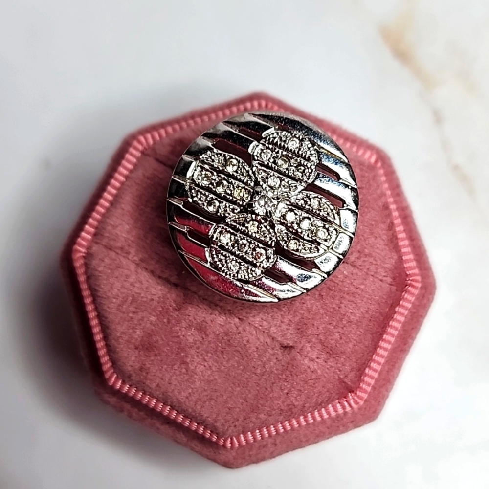Sterling silver Daisy round stripes ring
